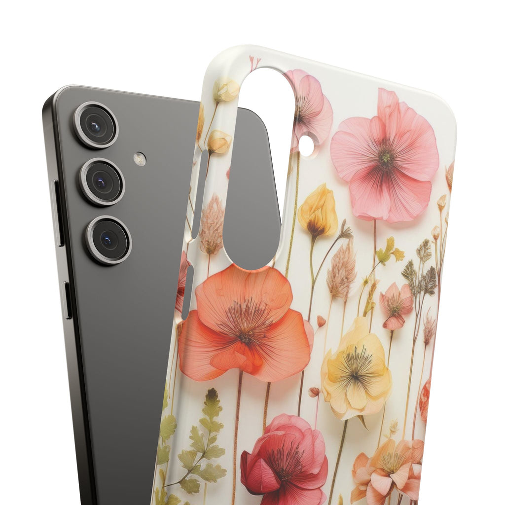 Pink Floral Pressed Flowers - Slim Case