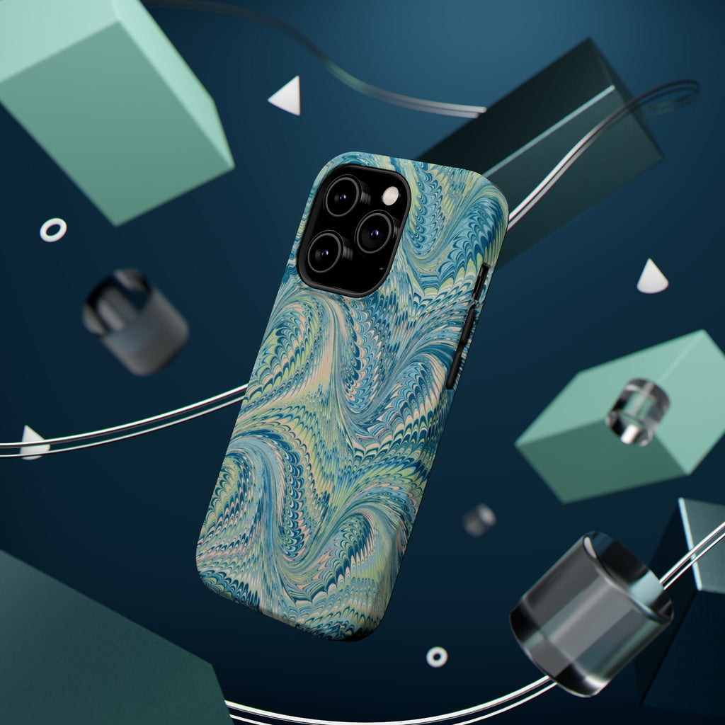 Aqua + Green Marble Phone Case - Impact-Resistant MAG SAFE - Dual Cover Design
