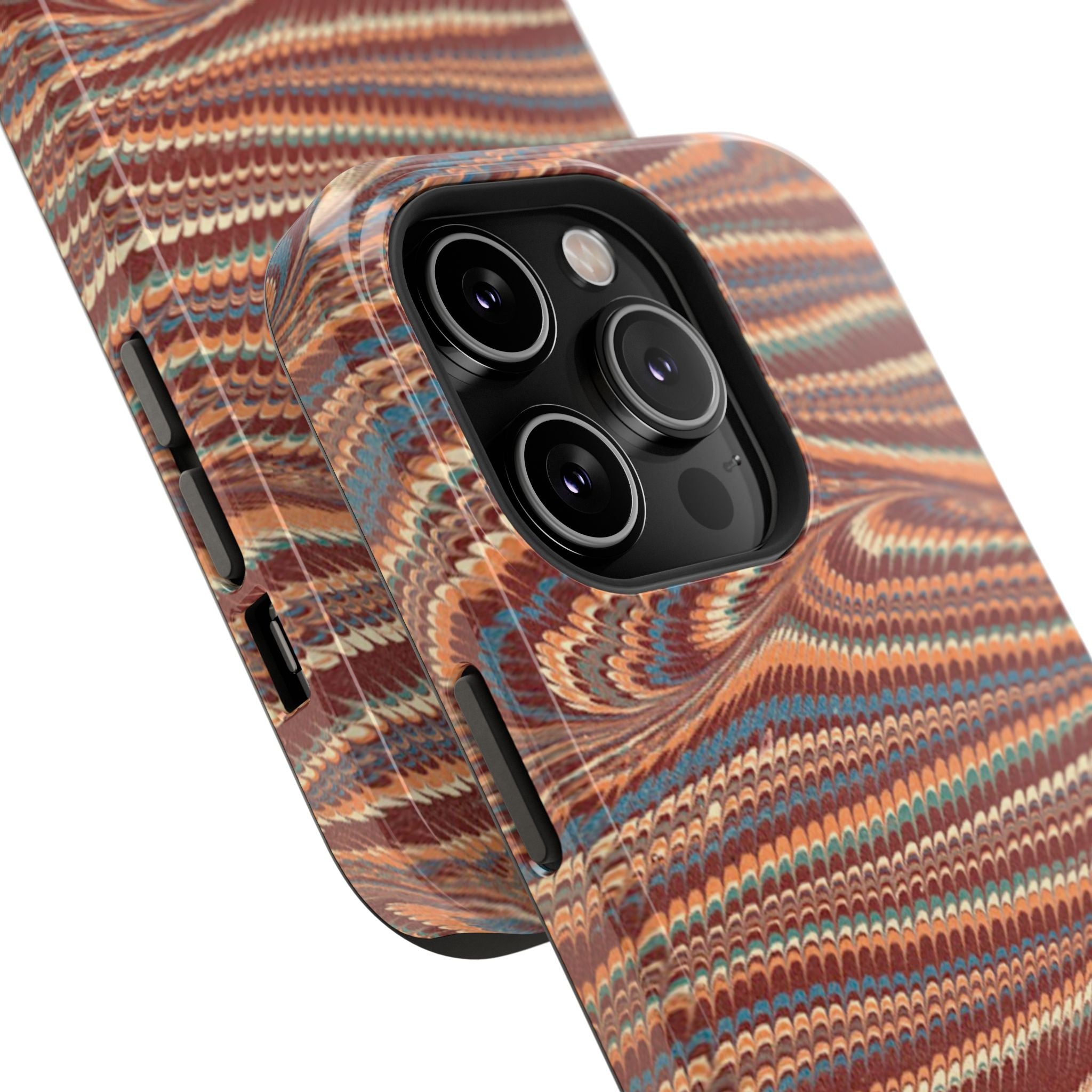 Neutrals Burgundy, Beige, Rust Hues Italian Vintage Marble Design Phone Case for Apple + Samsung