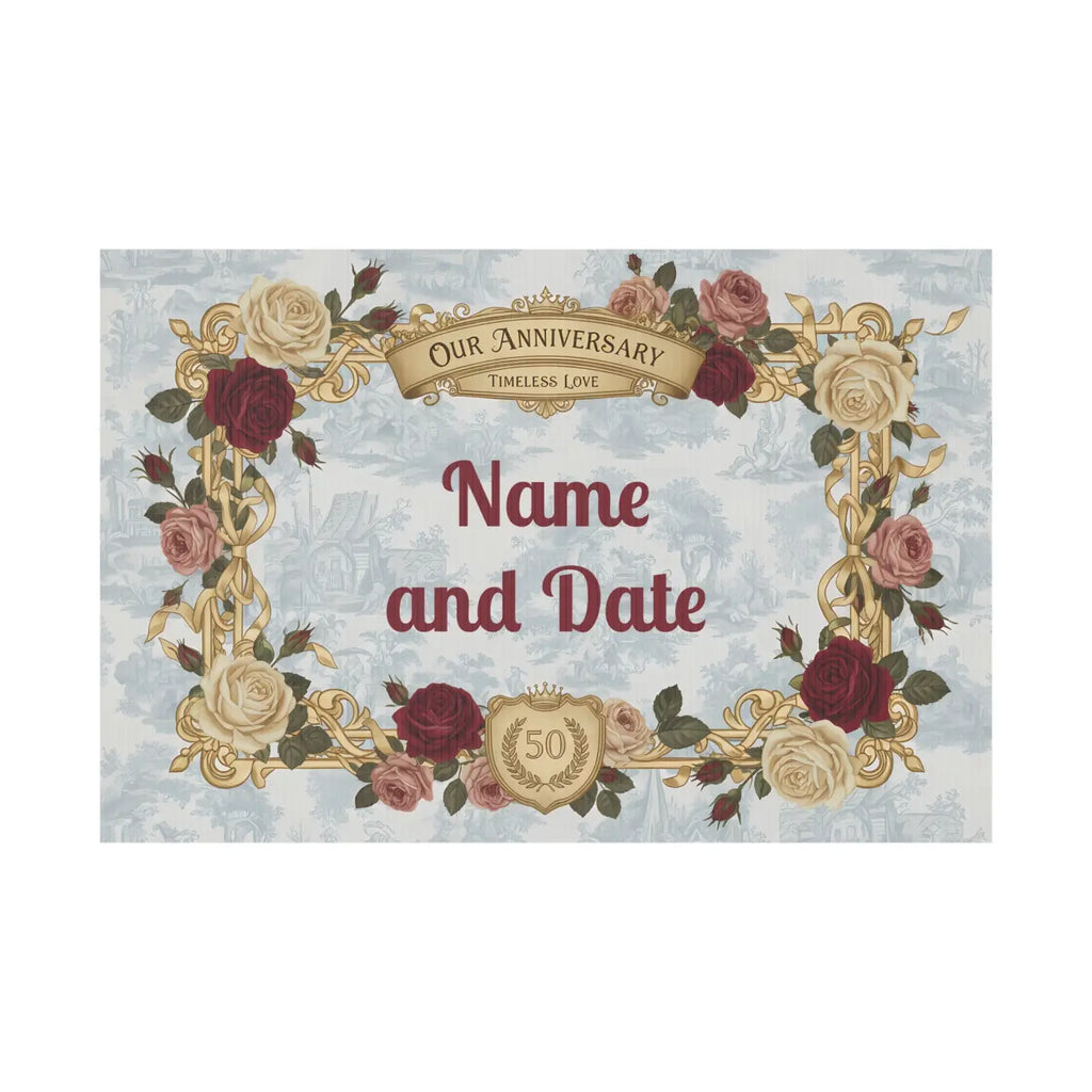 Golden Anniversary Yard Sign - Vintage Florals Milestone - DipaliZ