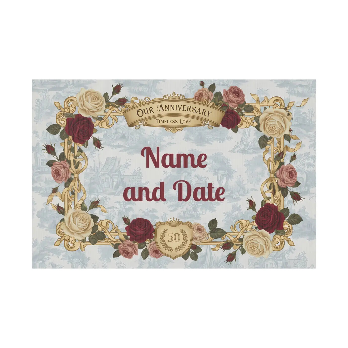 Golden Anniversary Yard Sign - Vintage Florals Milestone - DipaliZ