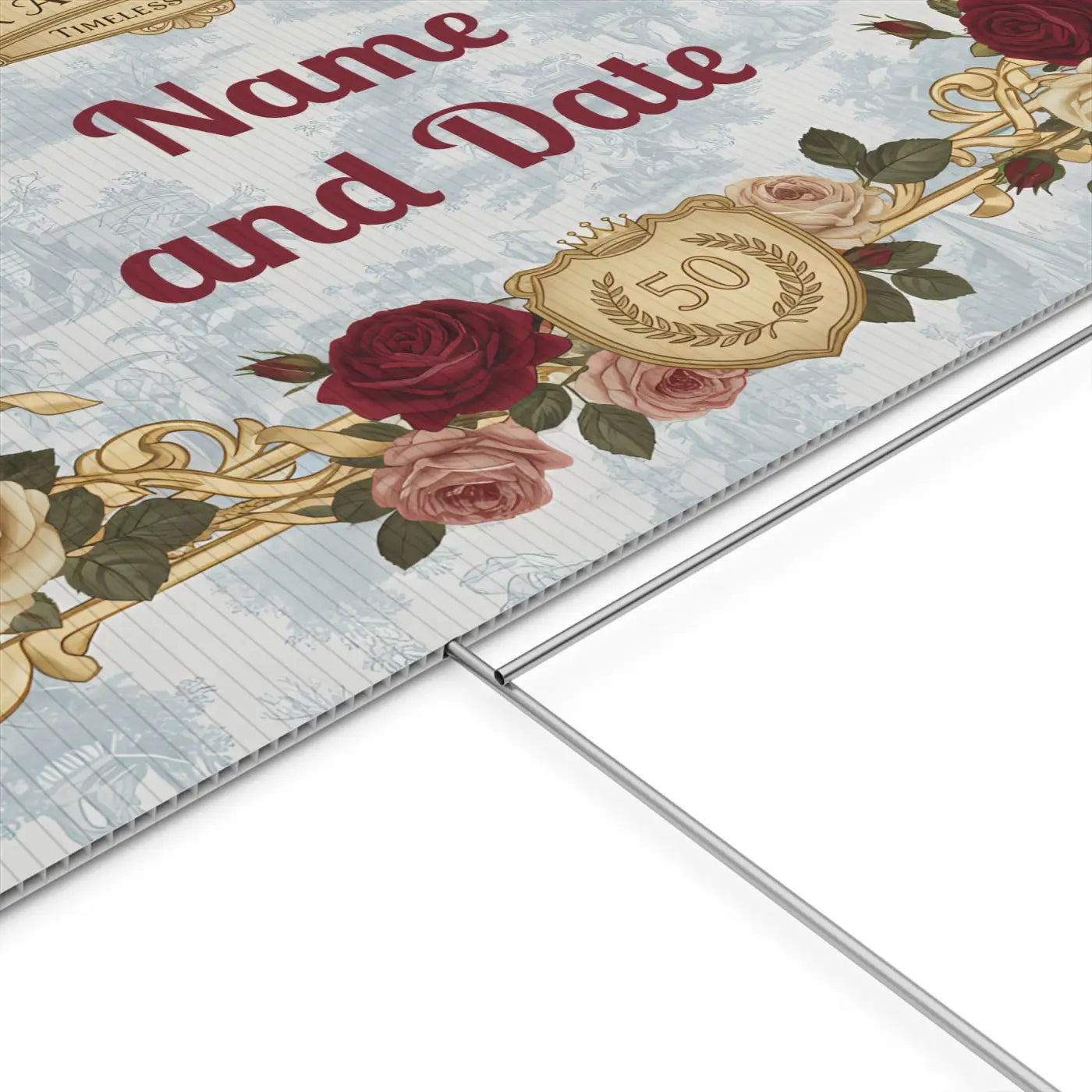 Golden Anniversary Yard Sign - Vintage Florals Milestone - DipaliZ