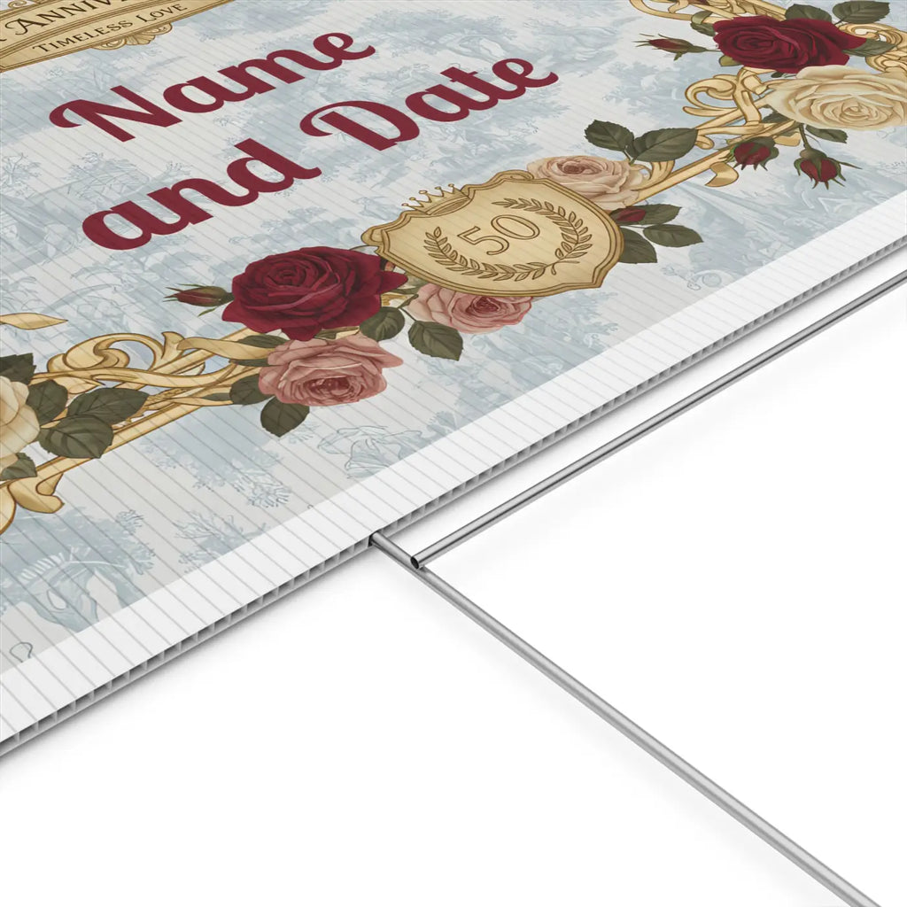 Golden Anniversary Yard Sign - Vintage Florals Milestone - DipaliZ
