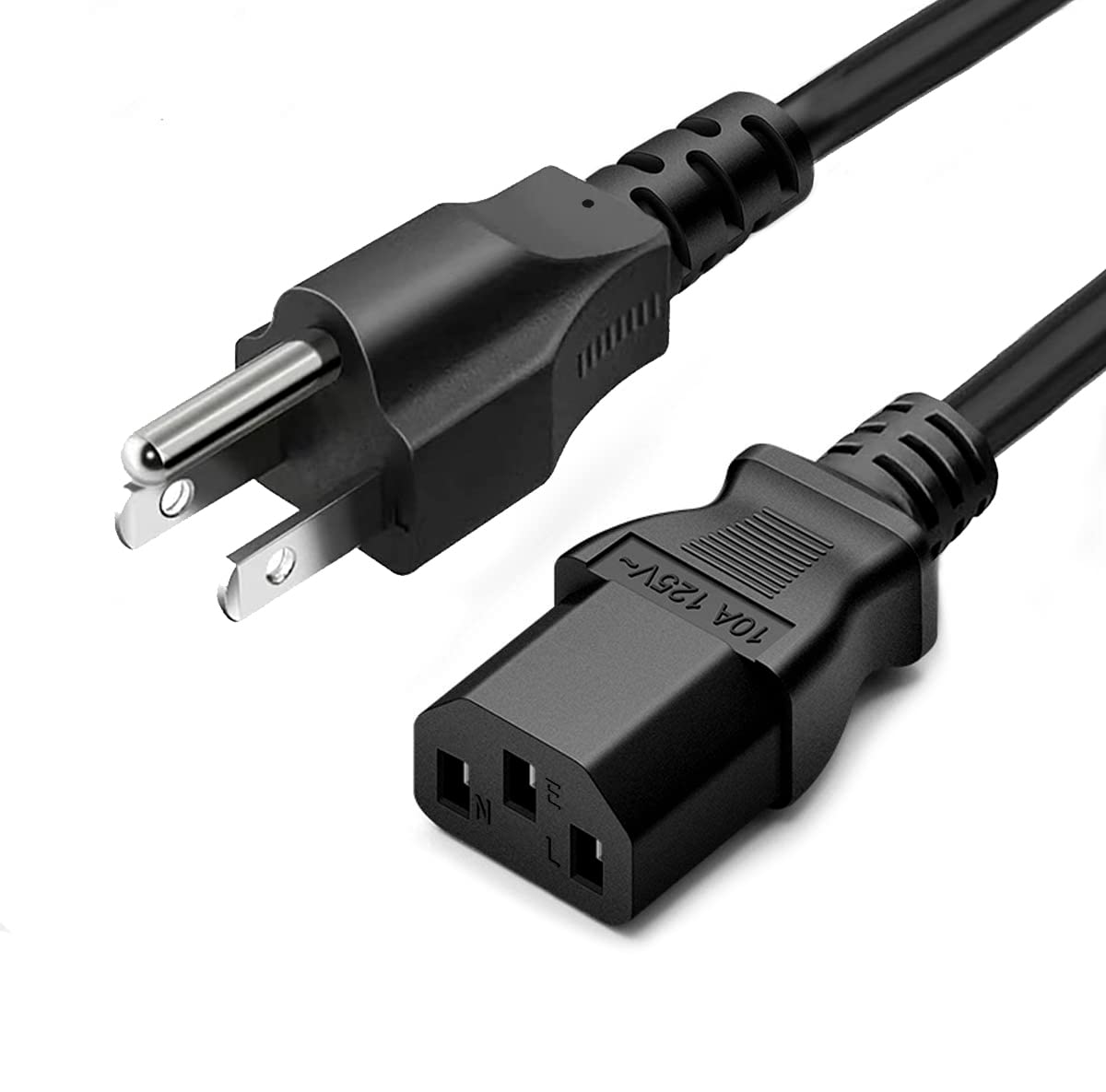 5ft 3-Prong AC Power Cord — Universal Black Power Cable for TV, Monitor, Computer, Printer & Electronics