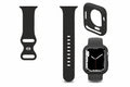 Silicone Band with Protective Bumper Case for Apple Watch Series 9/8/7 (45mm) – Black