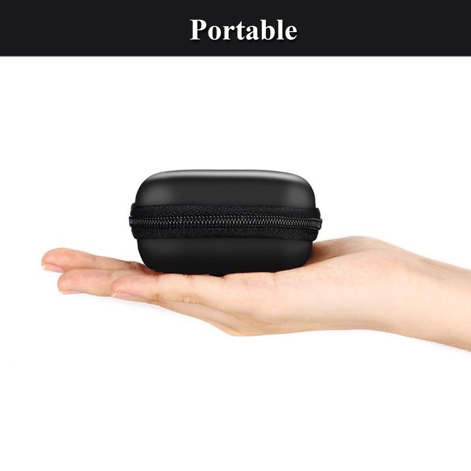 Mini Waterproof Charger Organizer Case — Small Cable Pouch Bag for USB Drives, Earphones & Cords, Black