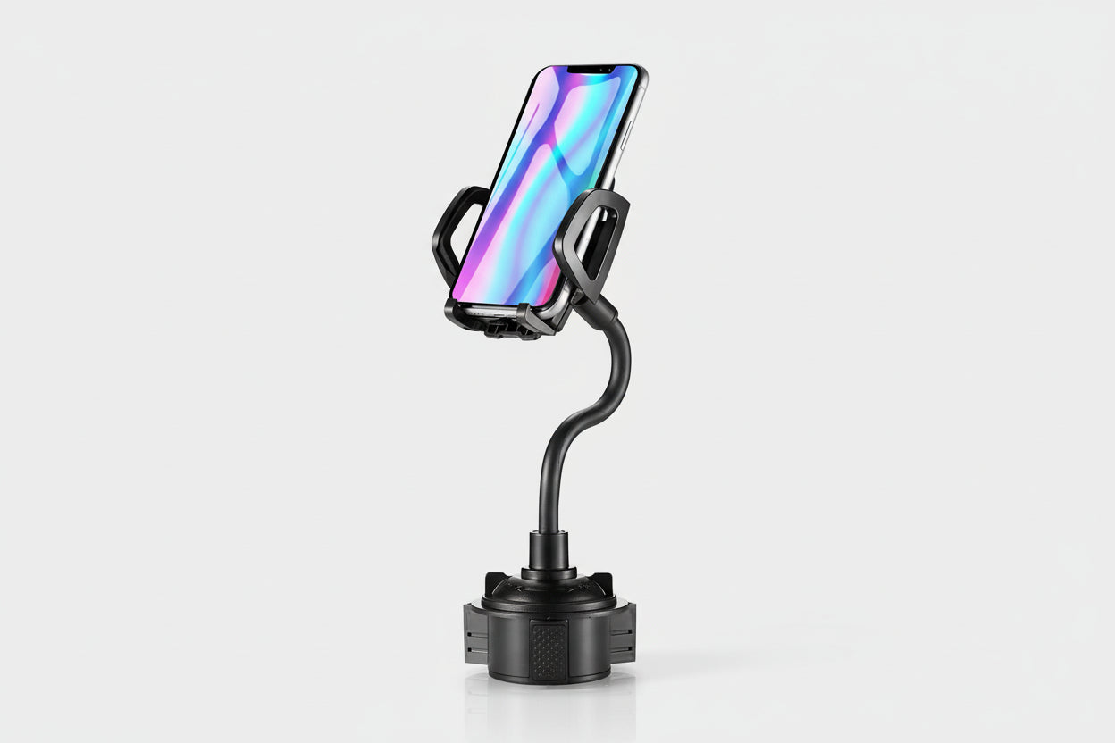 360° Adjustable Car Cup Holder Phone Mount with Flexible Gooseneck – Universal Smartphone Holder