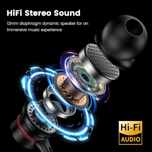 USB-C Earphones HiFi Stereo — Wired In-Ear Type C Headphones with Mic & Volume Control for iPhone 17/16/15, Samsung Galaxy S24/S23, Pixel 8/7