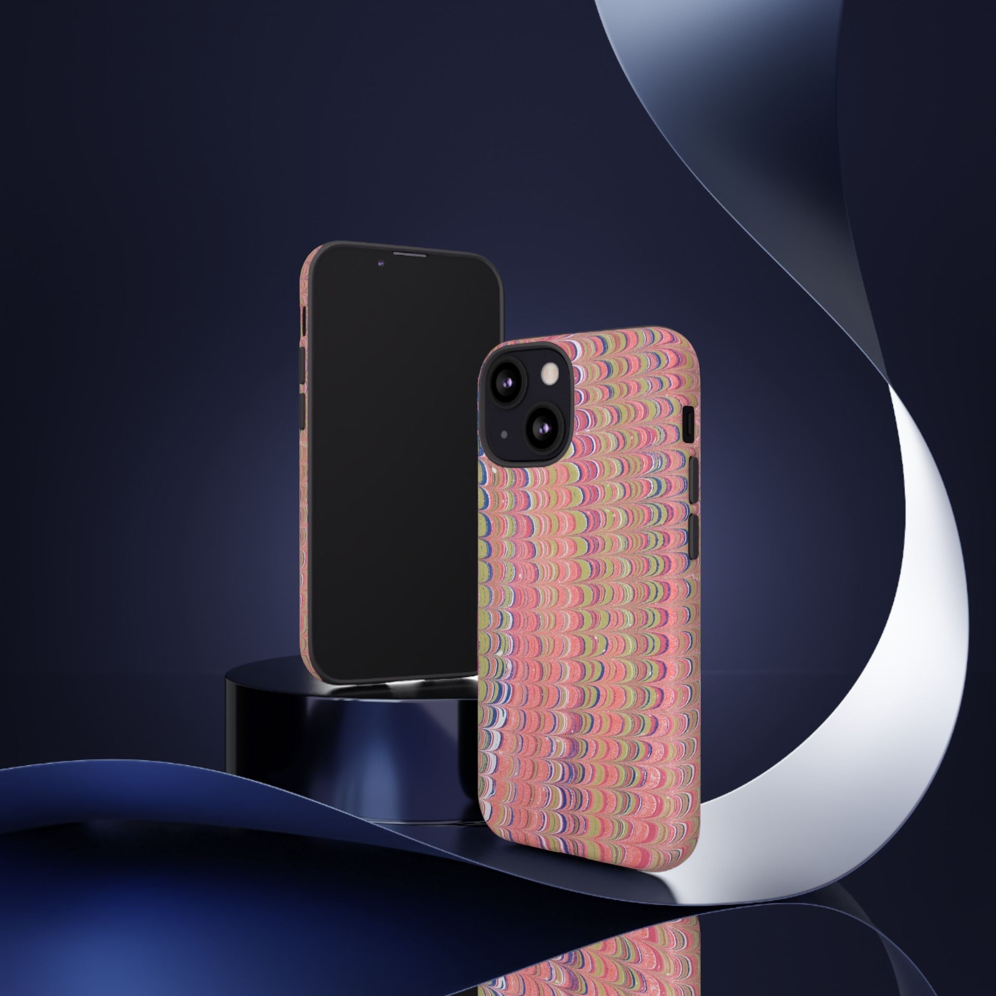 Pink Pastels Feather Marbled Vintage Design iPhone 16 + Samsung + Apple + Google - all models
