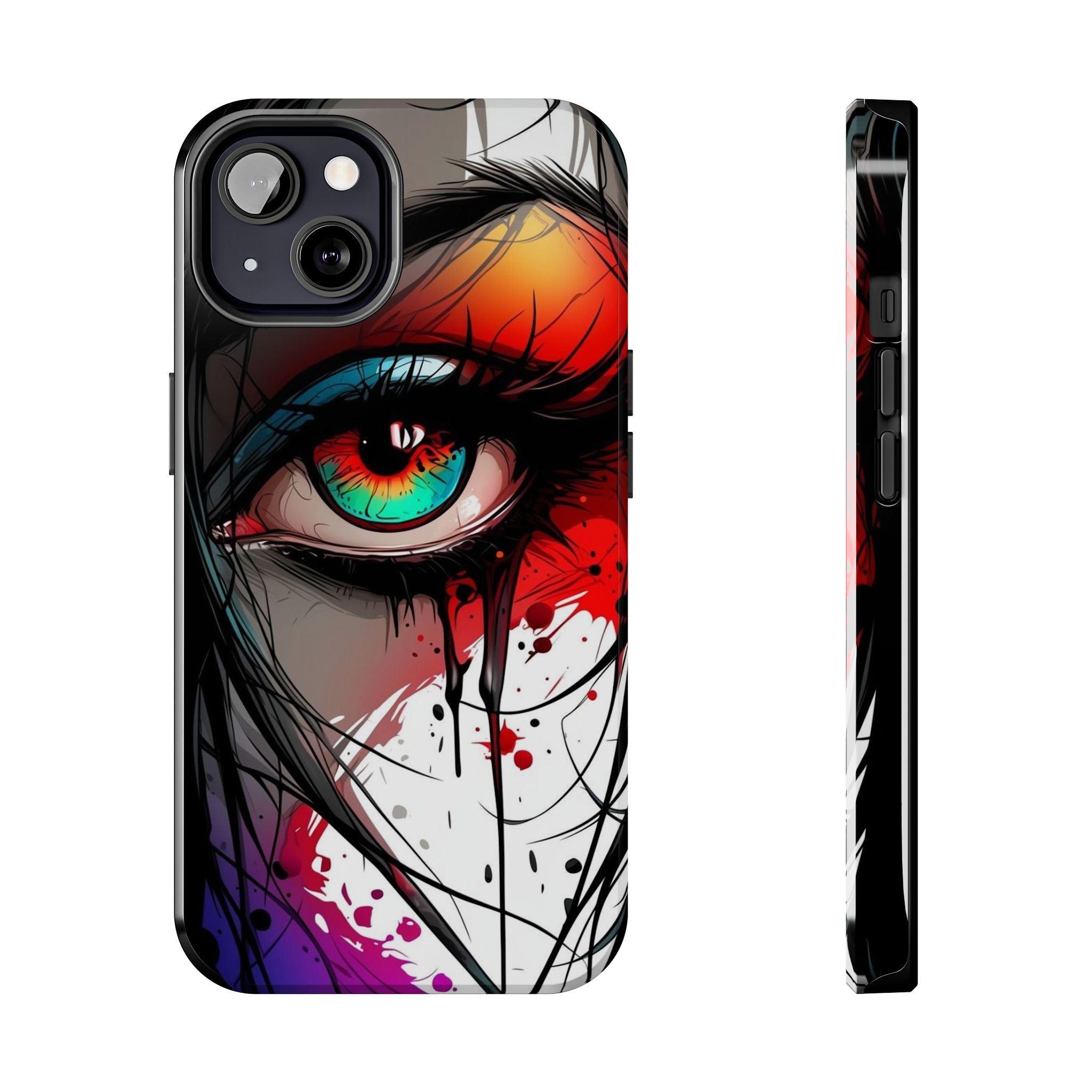Girl Colorful Eye Painted Printed Tough Phone Case for iPhone & Samsung Galaxy - Artistic & Vibrant Design