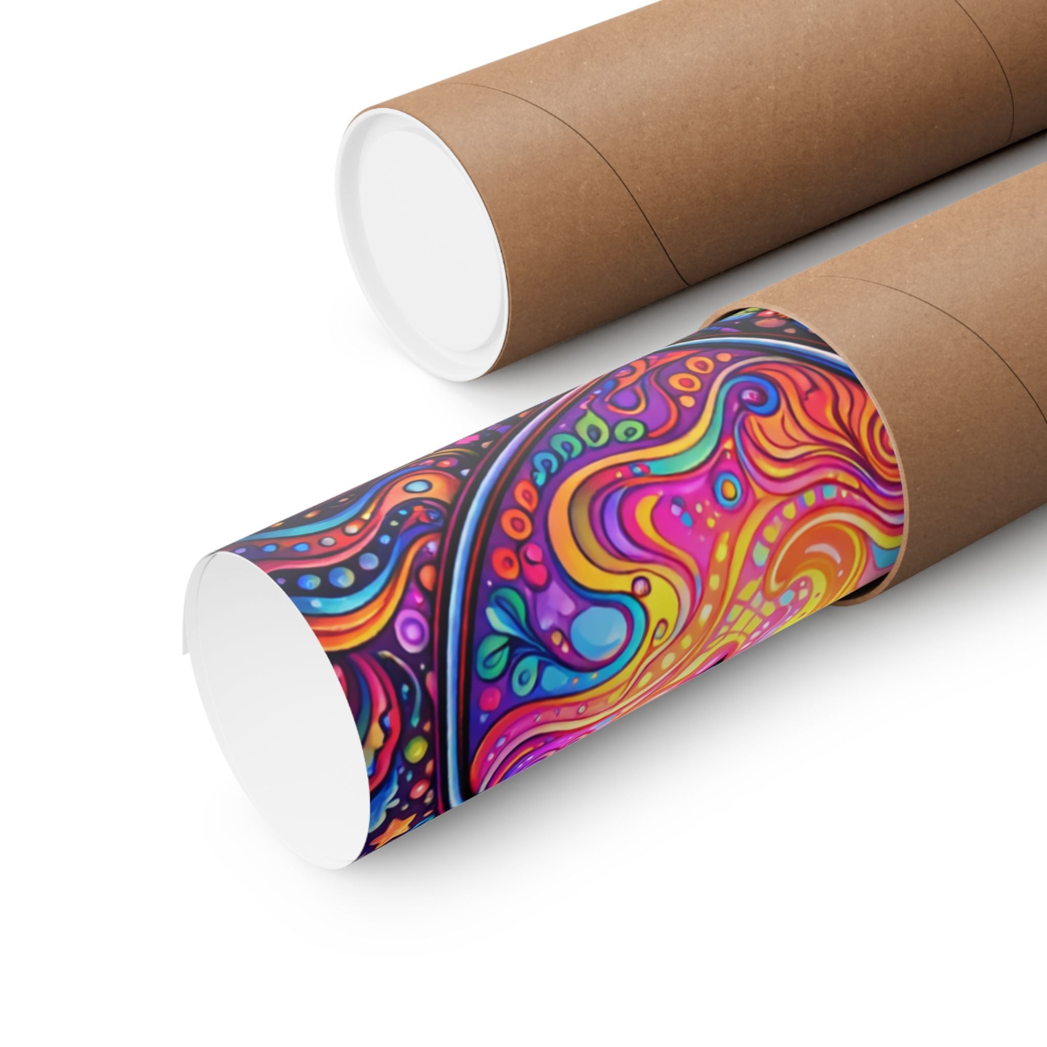 Rainbow Hearts Poster — Square Matte Print with All-Seeing Eye