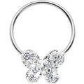 16G 7/16 Clear Gem Soaring Butterfly BCR Captive Ring