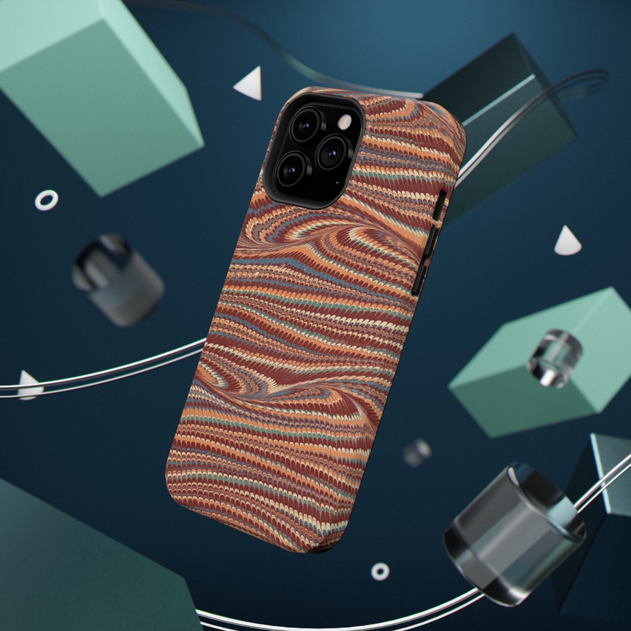 Neutrals Burgundy, Beige, Rust Hues Italian Vintage Marble Design Phone Case for Apple + Samsung