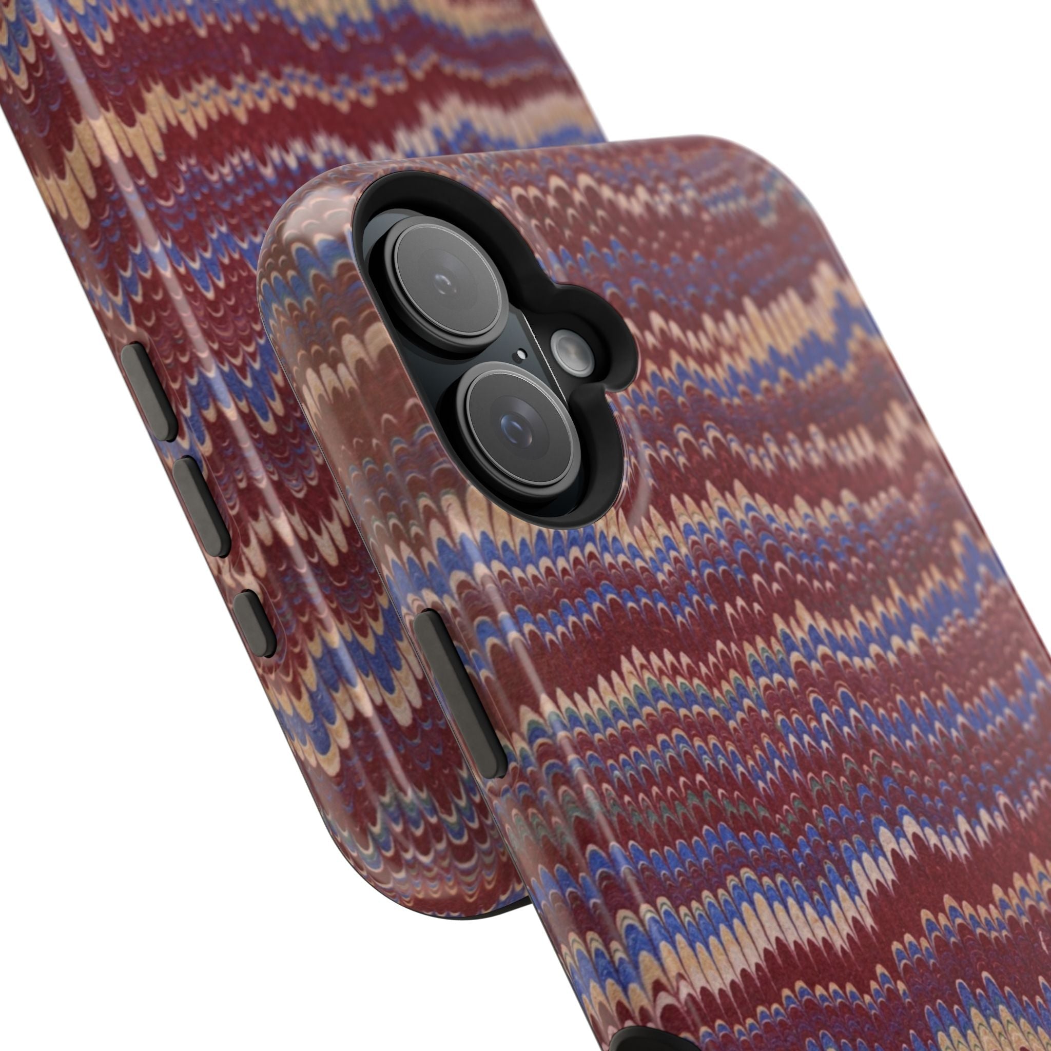 Burgundy and Blue Hues Italian Vintage Marble Design Phone Case for Apple + Samsung