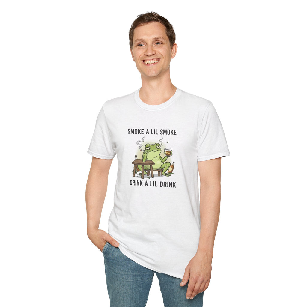 T-Shirt — "Smoke a Lil Smoke, Drink a Lil Drink" Frog Graphic Tee