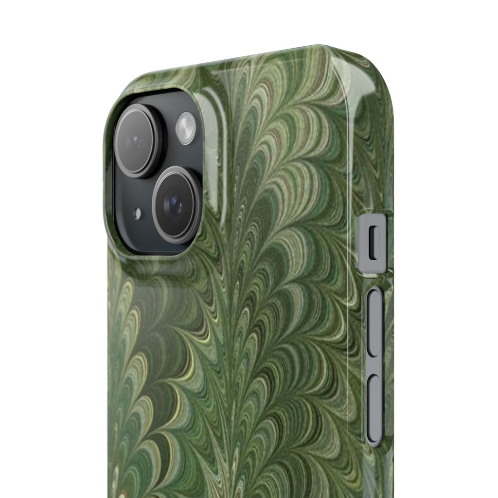Deep Green Cheveron Marbled Phone Case - Single Layer Slim Case