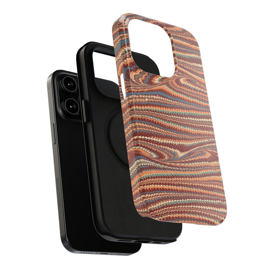 Neutrals Burgundy, Beige, Rust Hues Italian Vintage Marble Design Phone Case for Apple + Samsung