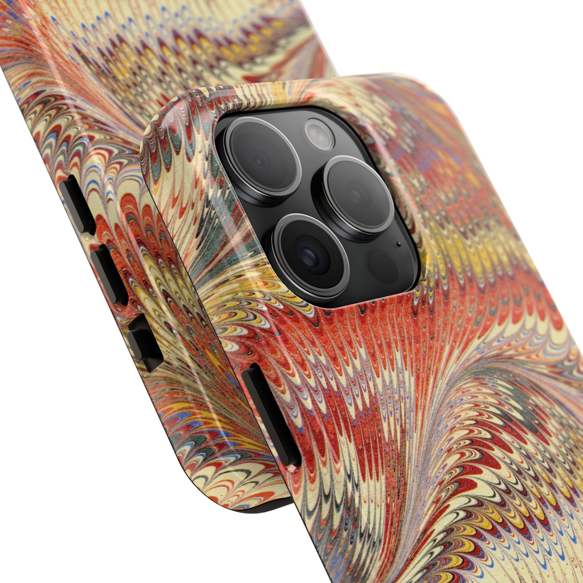 Orange, Rust and Gold Marble Italian Tough Phone Case — Durable Marbled Phone Case