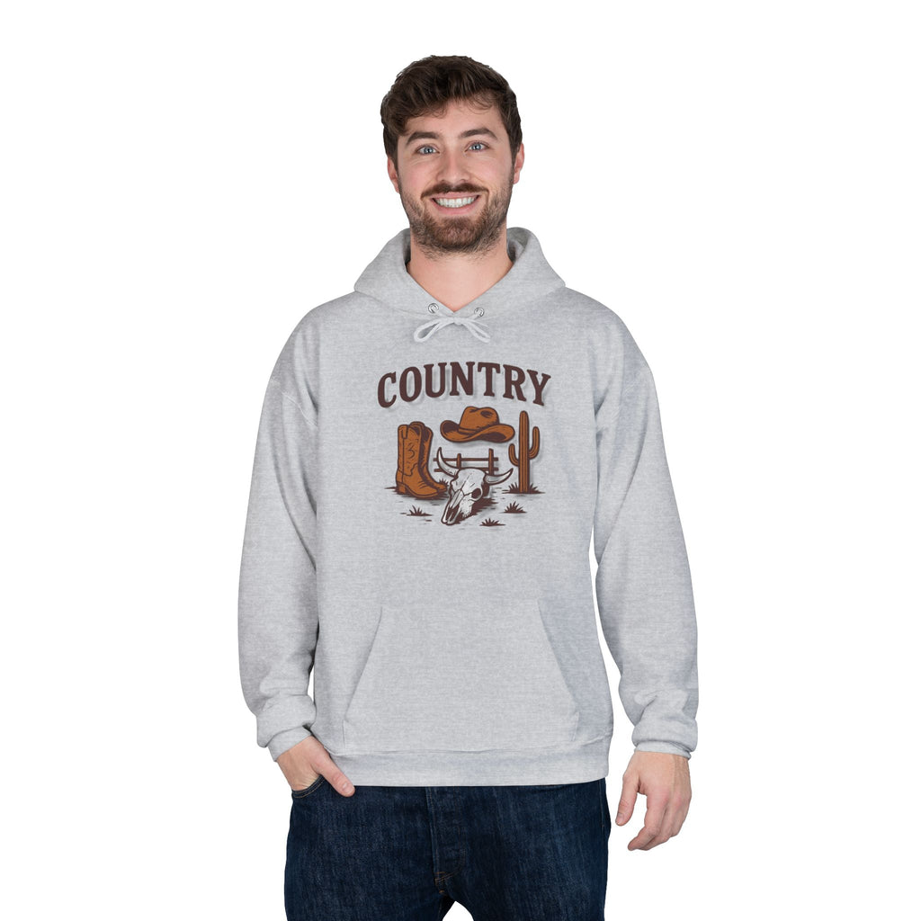 Country Western Hoodie — Cowboy Boots, Hat & Cactus Pullover