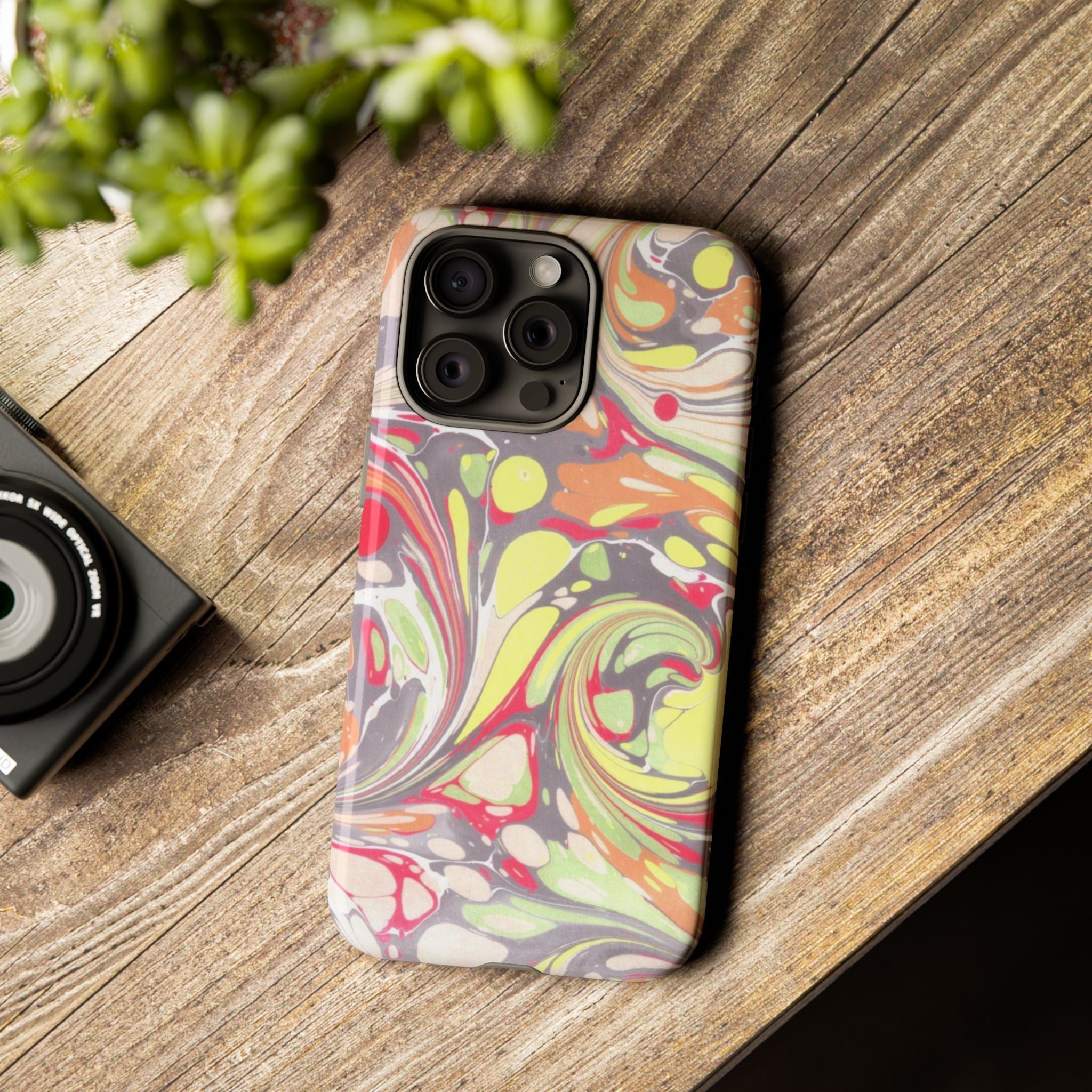 Yellow and Pink Swirl Marbled Italian Phone Case - Dual Layer - Matte or Glossy