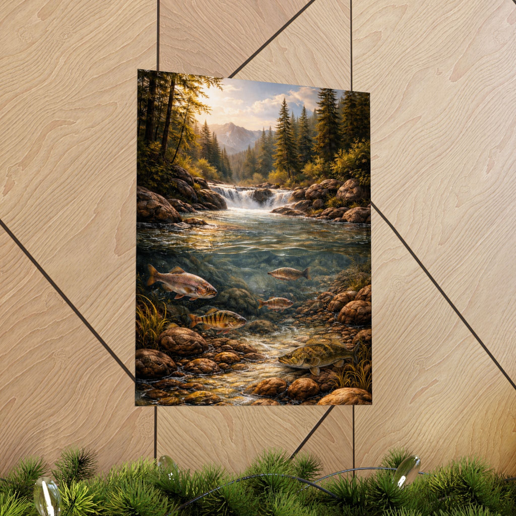 Scenic Trout Stream Matte Poster — Mountain River Landscape Wall Art