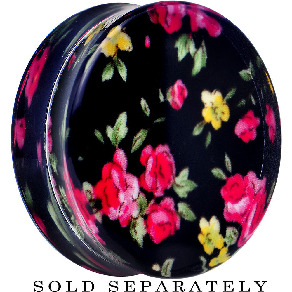 34mm Acrylic Black Multicolored Old Fashioned Flowers Saddle Plug
