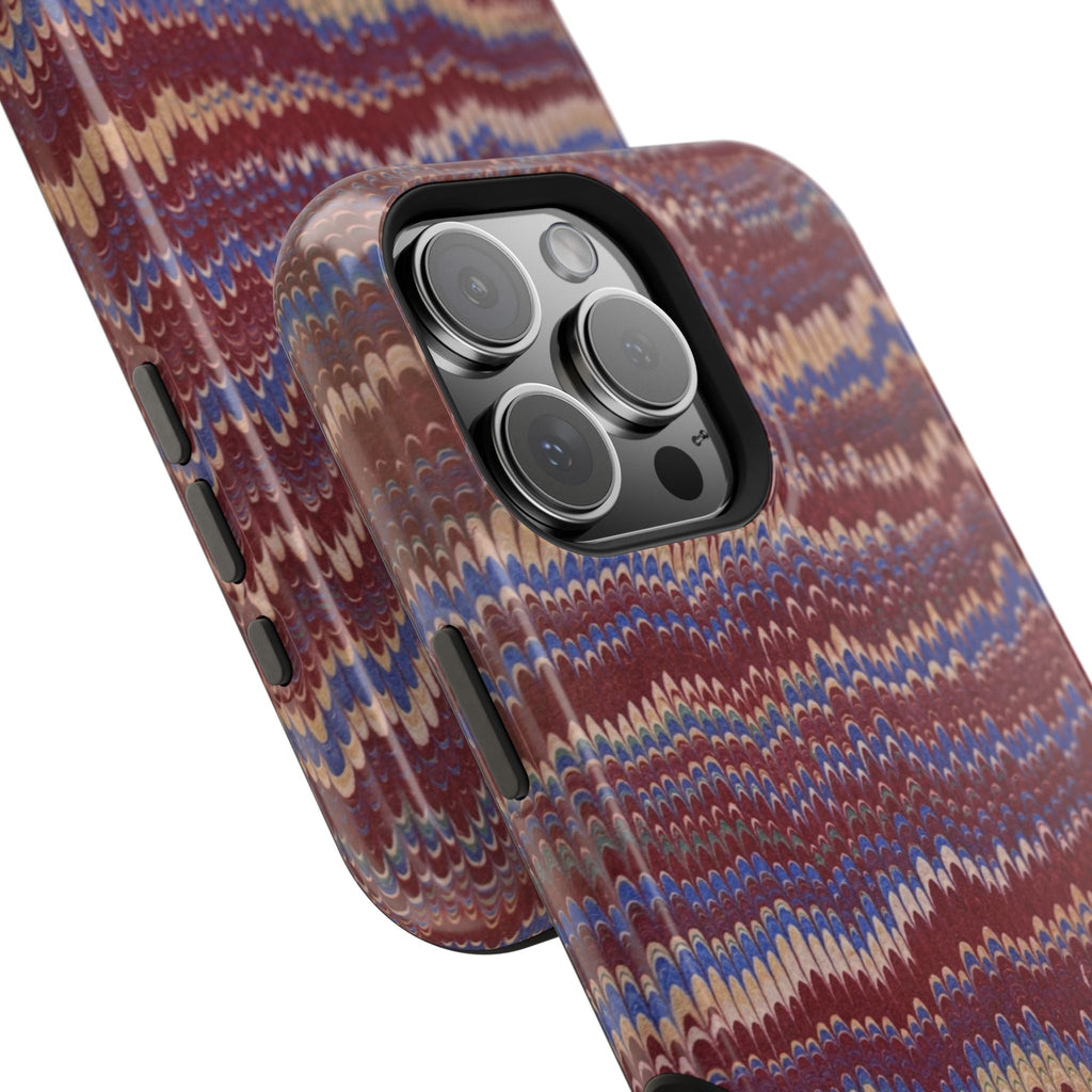Burgundy and Blue Hues Italian Vintage Marble Design Phone Case for Apple + Samsung