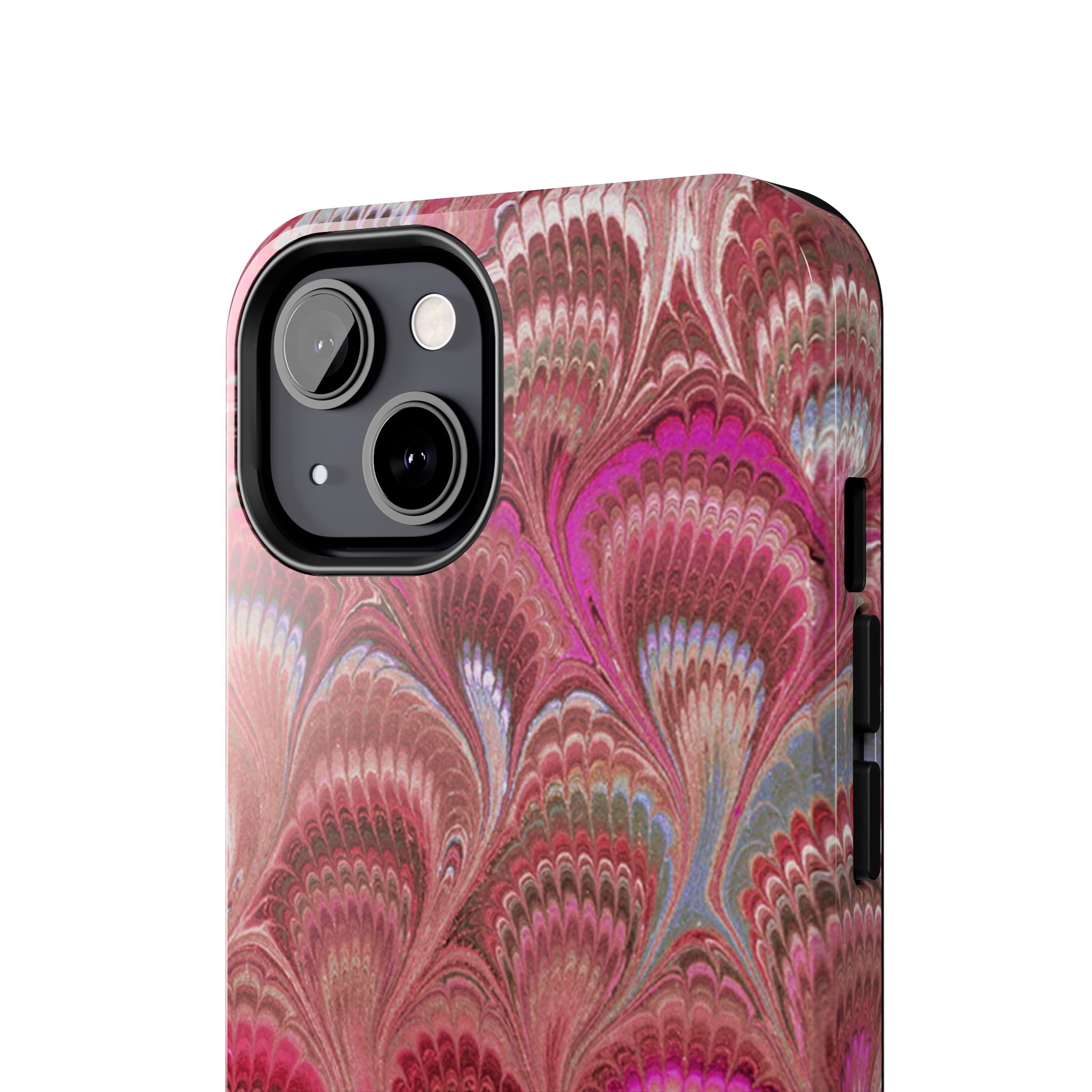 Pink Peacock Marble Italian Tough Phone Case — Durable Marbled Phone Case