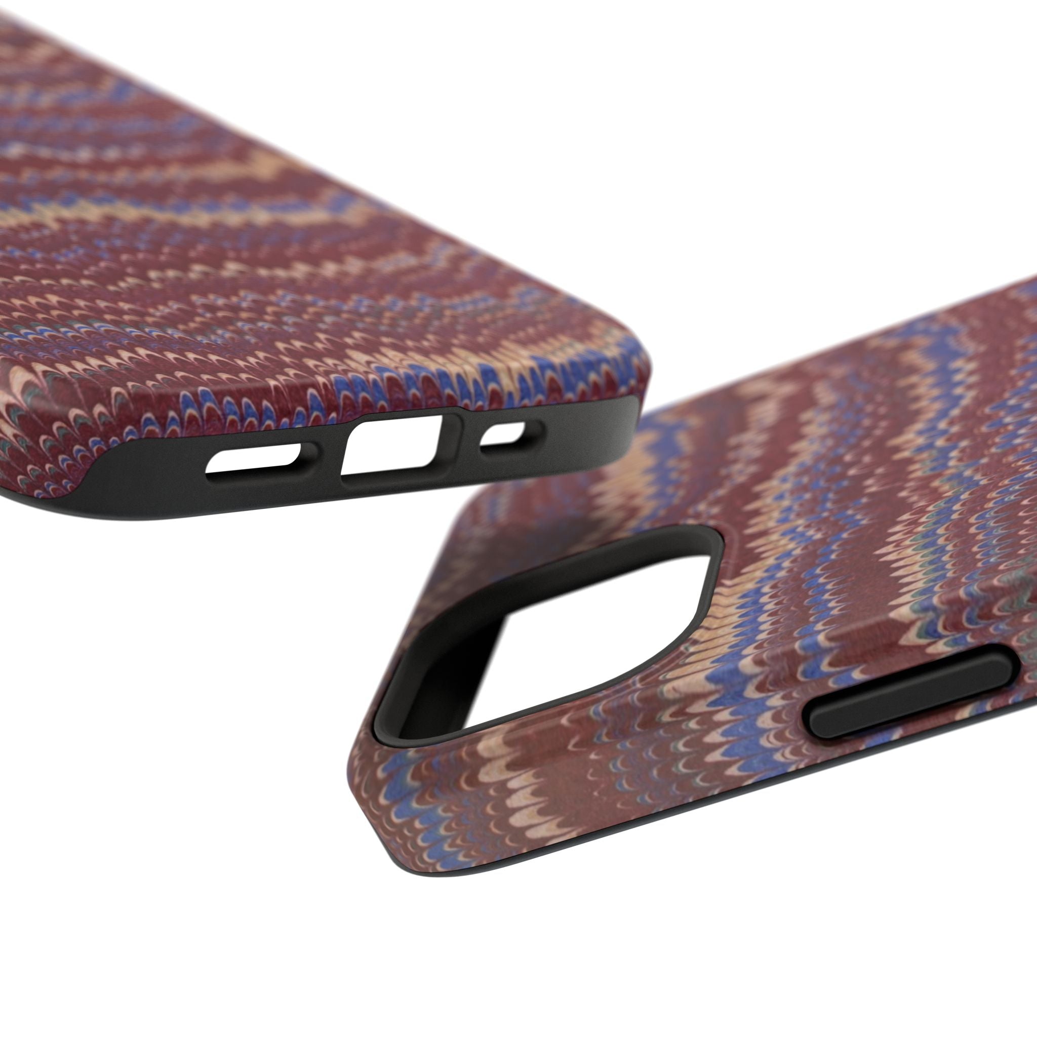 Burgundy and Blue Hues Italian Vintage Marble Design Phone Case for Apple + Samsung