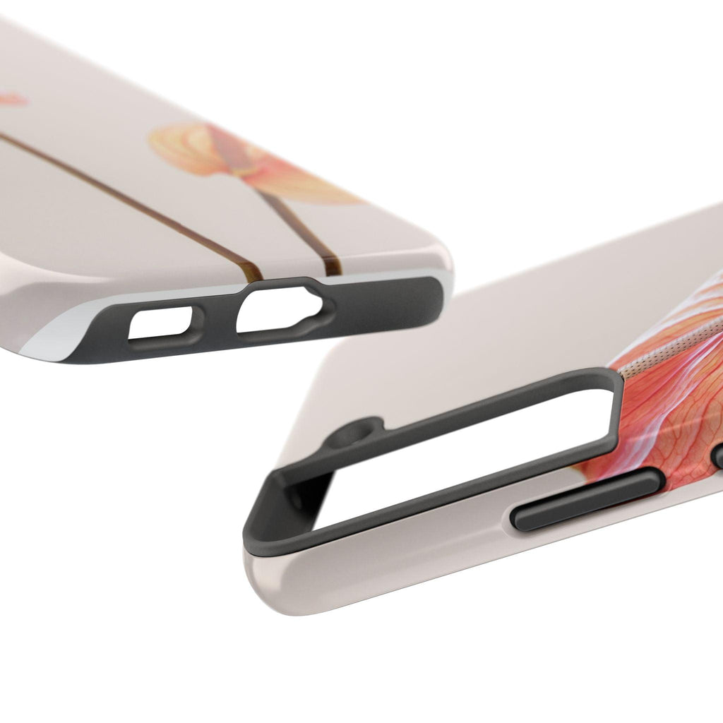 Orange Flower with Leaves Tough Phone Cases