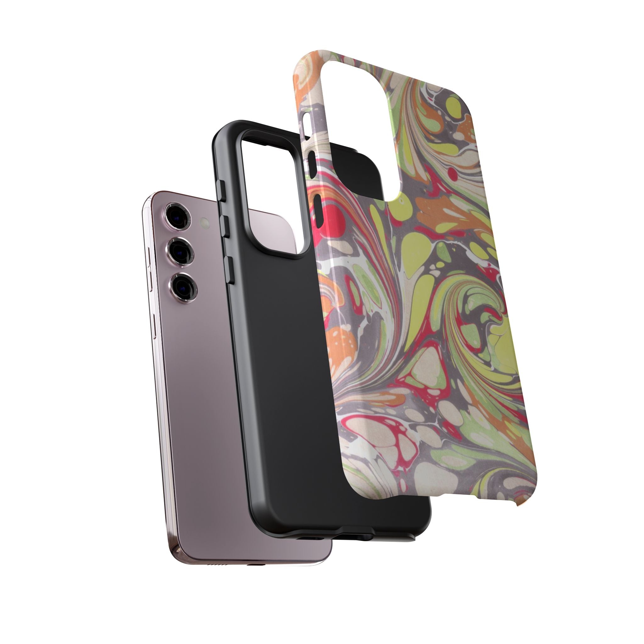 Yellow and Pink Swirl Marbled Italian Phone Case - Dual Layer - Matte or Glossy