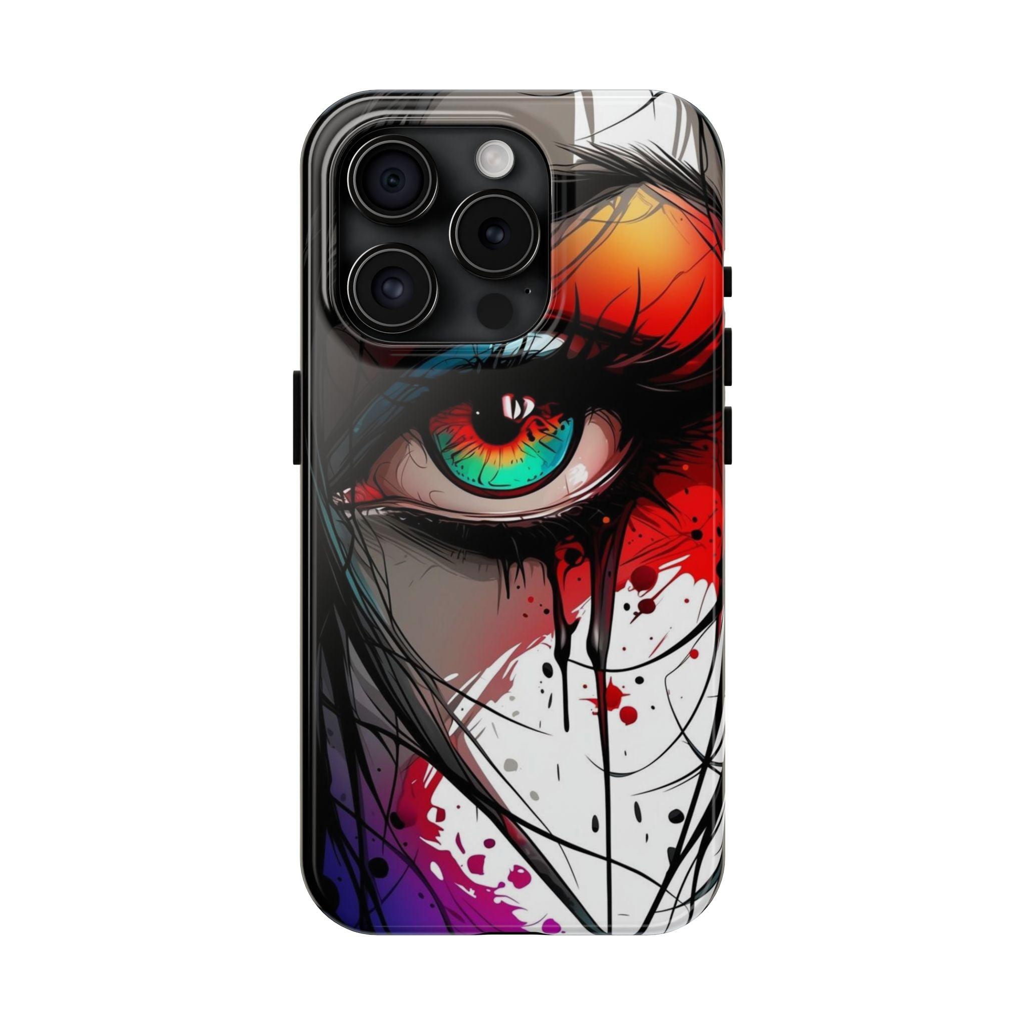 Girl Colorful Eye Painted Printed Tough Phone Case for iPhone & Samsung Galaxy - Artistic & Vibrant Design