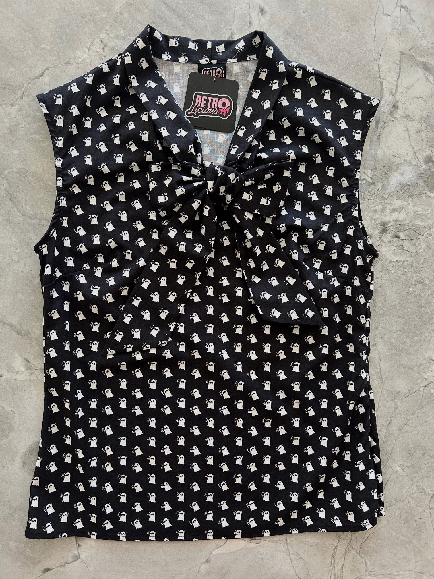 Mini Ghosts Bow Top - XL only, 1 left!