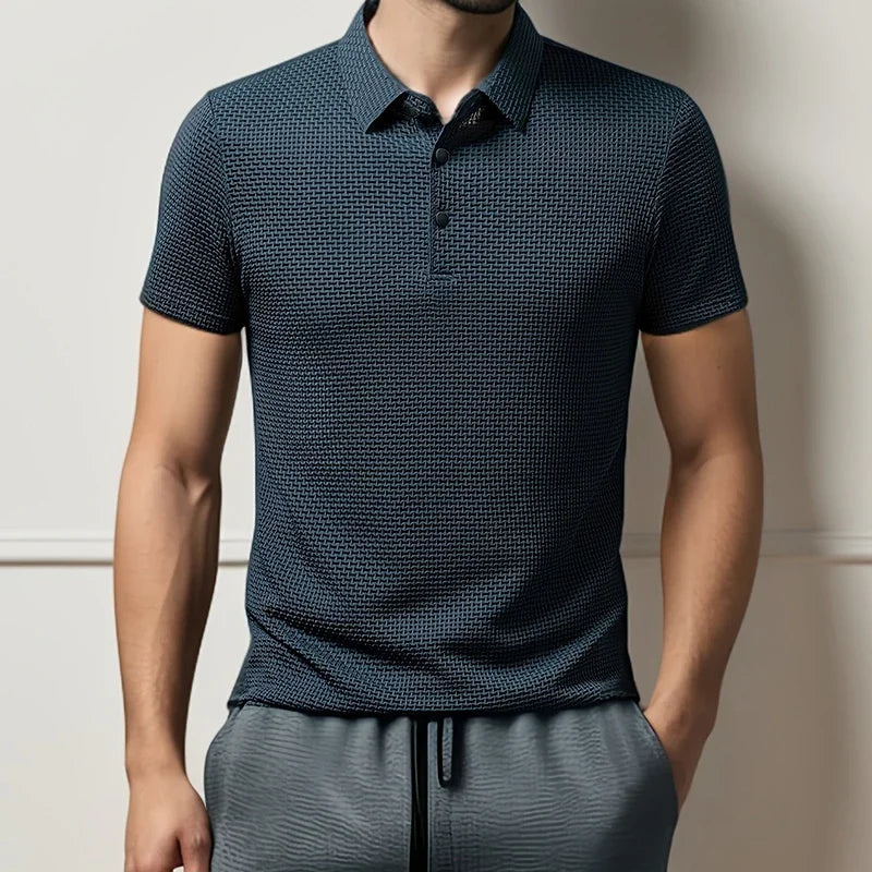 New Men’s Business Casual Bone Flower Polo – Effortless Style, All-Day Comfort