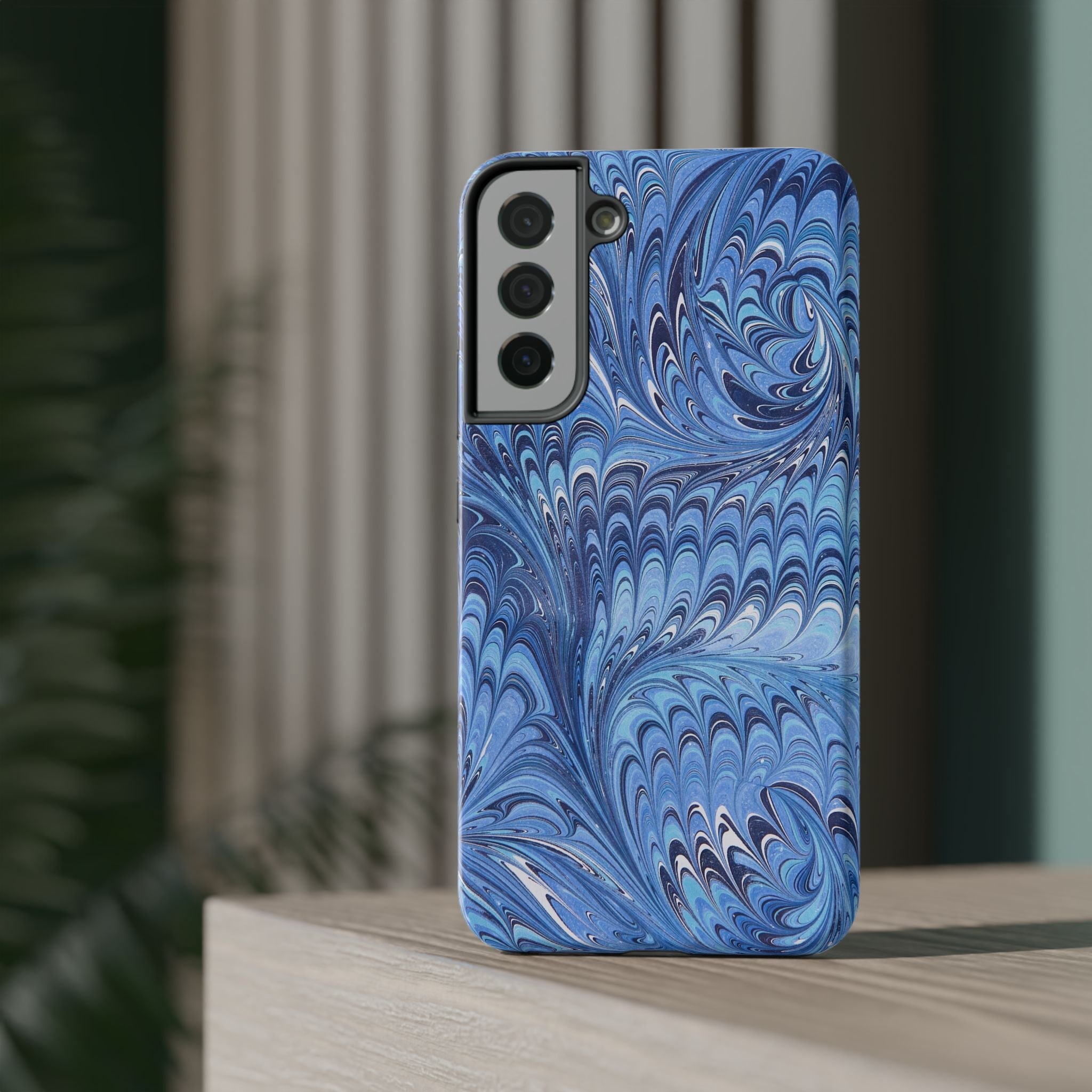 Blue Marbled Swirl Phone Case - Dual Layer Case