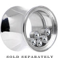 1/2 Moveable Clear Cubic Zirconia Stainless Steel Saddle Plug