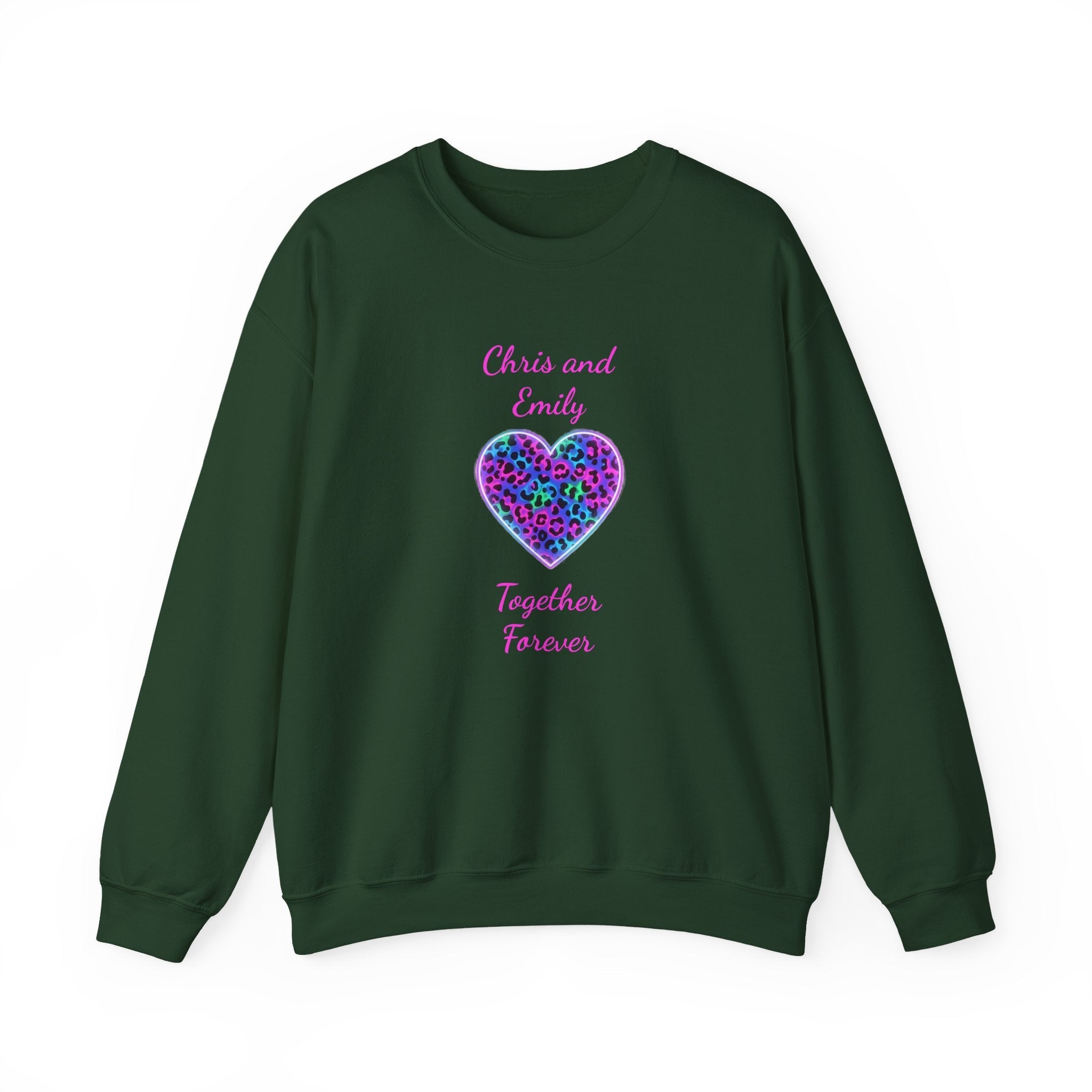Personalized Heart Crewneck Sweatshirt - Customizable Couple Pullover