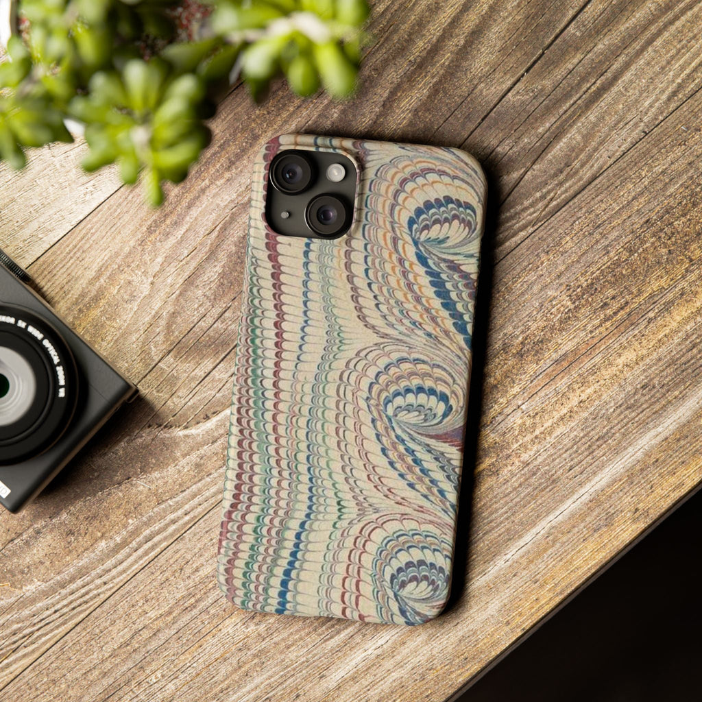 Italian Vintage Marbled Paper Design on iPhone Cases, Artistic Protection for Your Device in Elegant Beige, Blue, Burgundy