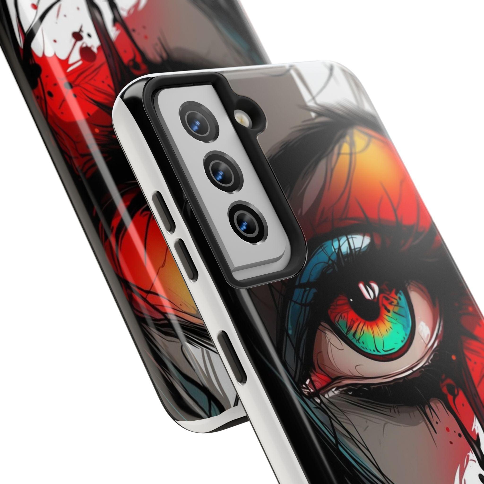 Girl Colorful Eye Painted Printed Tough Phone Case for iPhone & Samsung Galaxy - Artistic & Vibrant Design