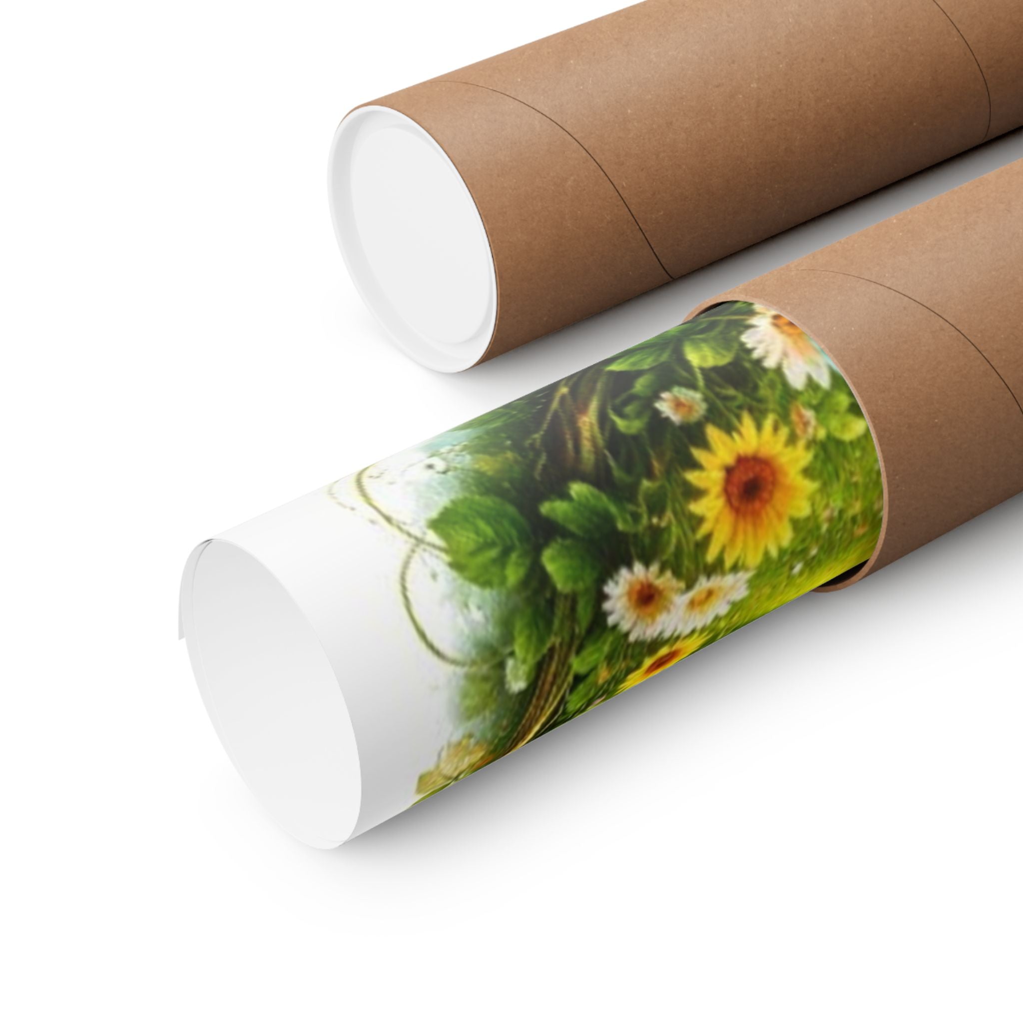 Yin Yang Nature Poster — Scenic Waterfall & Meadow Matte Vertical Print