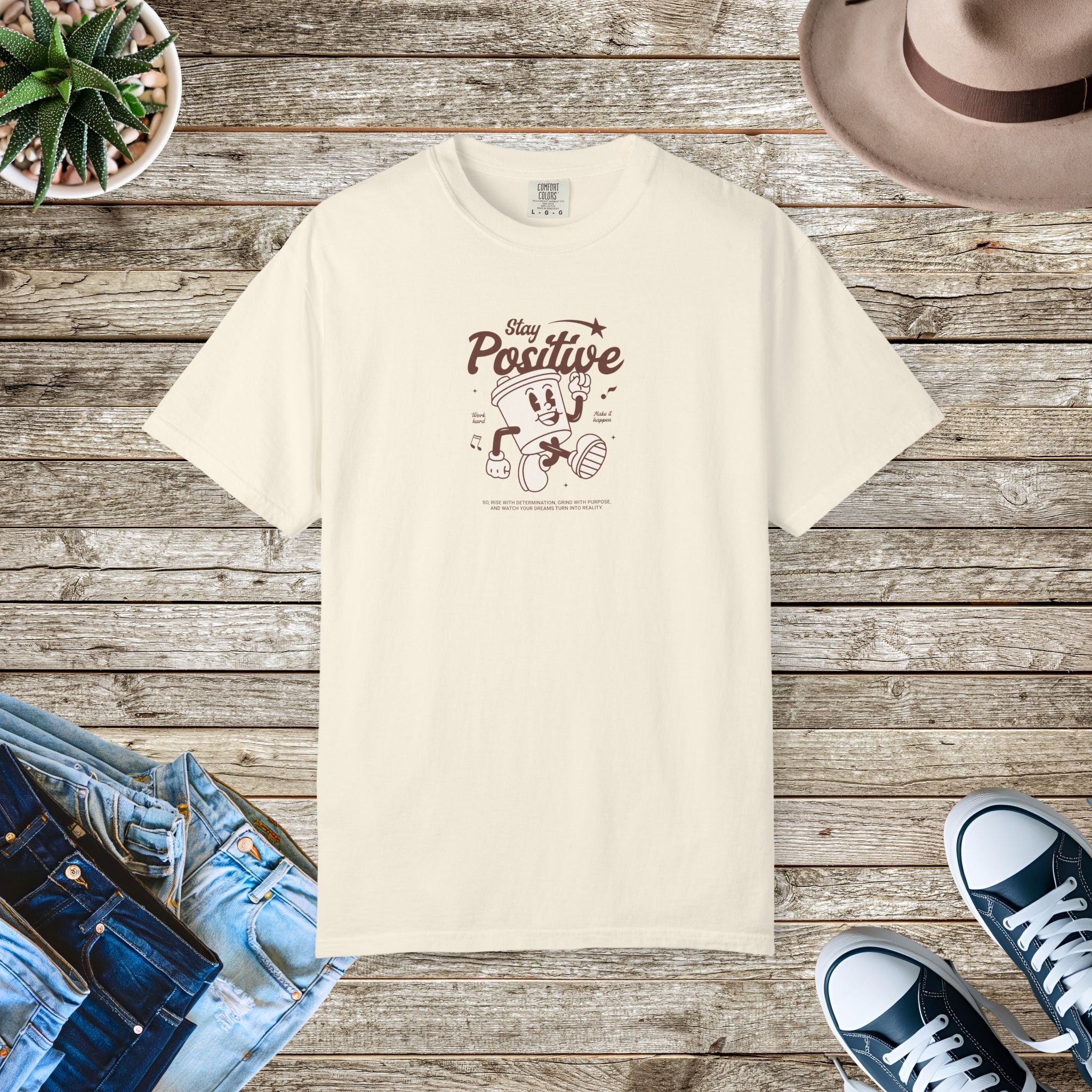 Think Positive Cotton Tee - Inspirational Unisex Comfort - DipaliZ