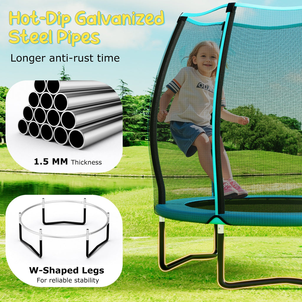 55 Inch Trampoline for Kids Toddler Mini Trampoline with Safety Enclosure Net-Blue