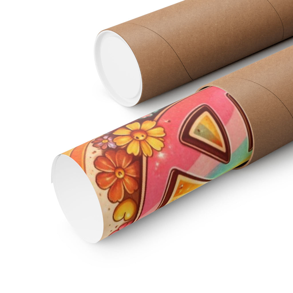 Retro Peace Sign Poster — 70s Hippie Flower Power Matte Vertical Print