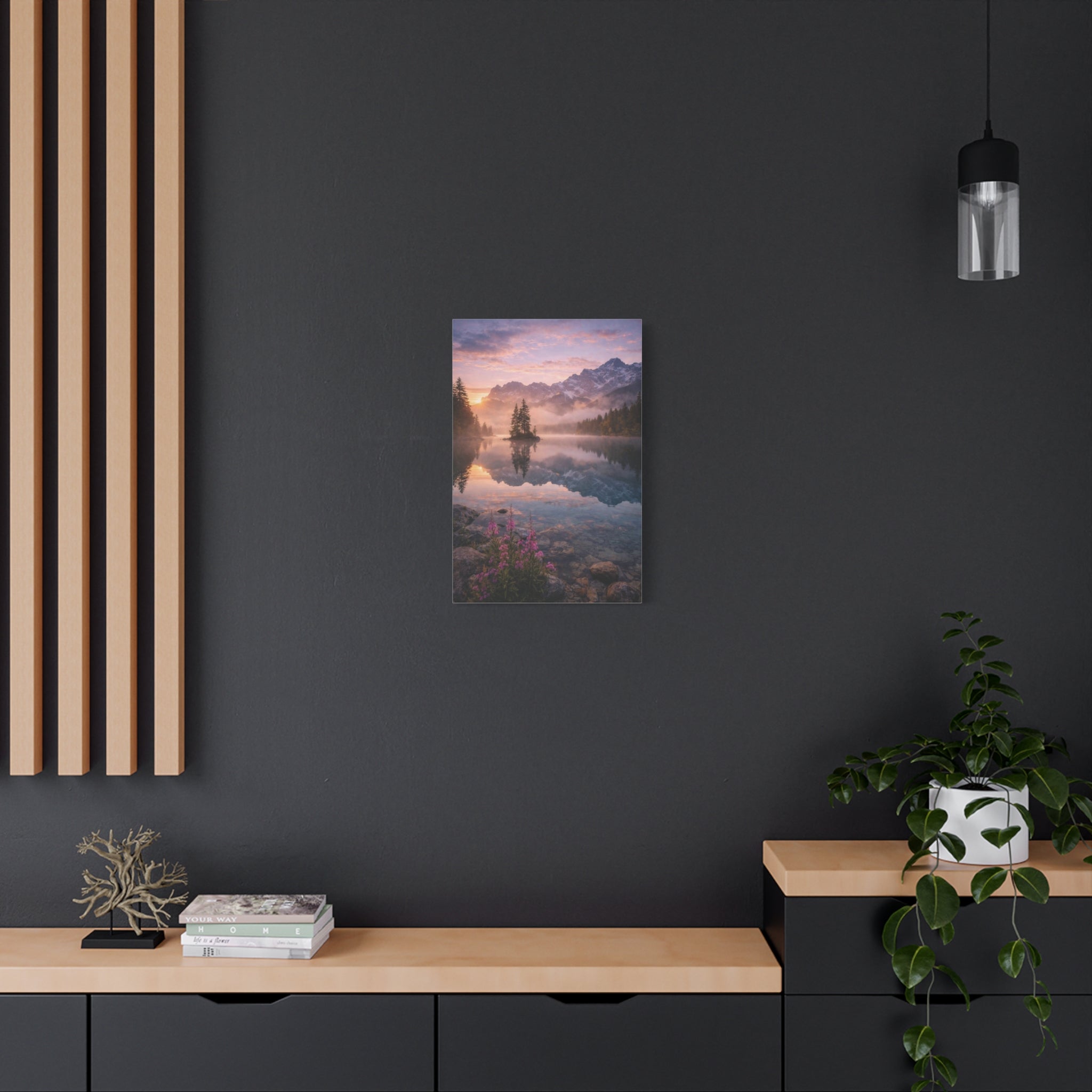 Sunrise Mountain Lake Matte Canvas Print