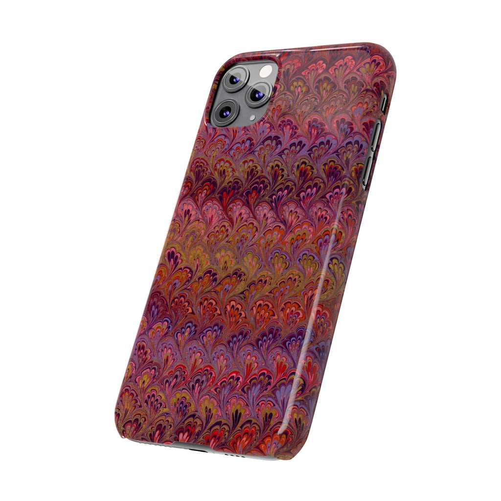 Reds, Lavenders, Marbled VIntage Design, Italian Feather Phone Case, Slim Phone Cases, IPHONE16 and all sizes