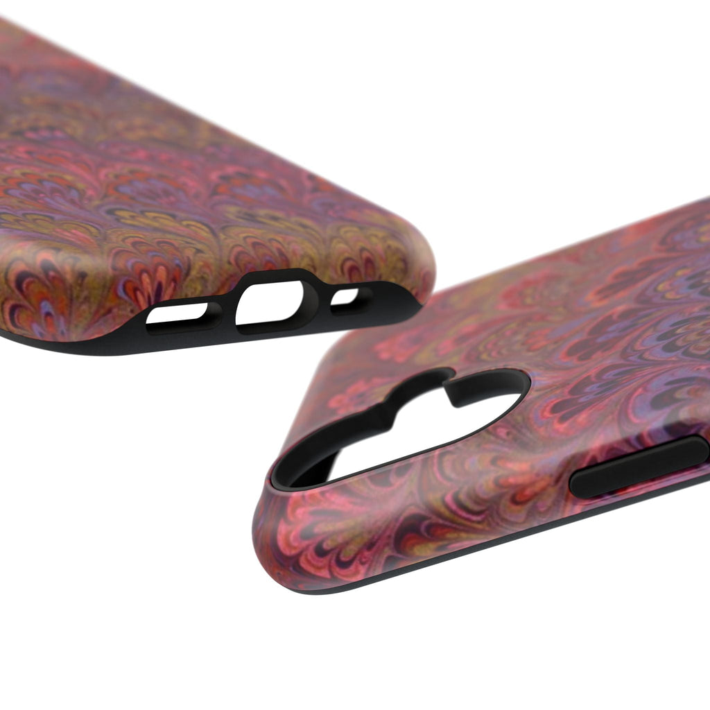 Red, Burgundy, Lavender Italian Peacock Feather Design Phone Case
