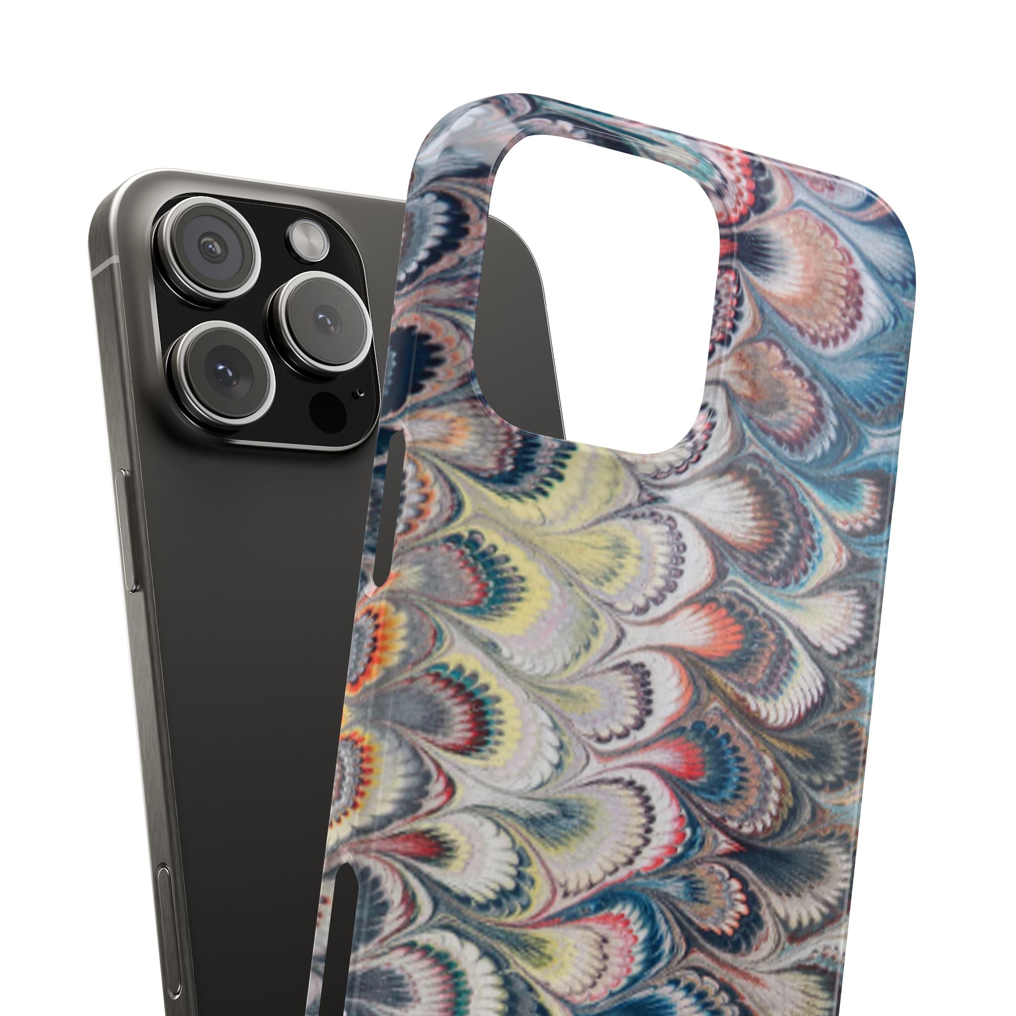 Multi-Colored Italian Feather Marbled Phone Case - Single Layer Slim Case