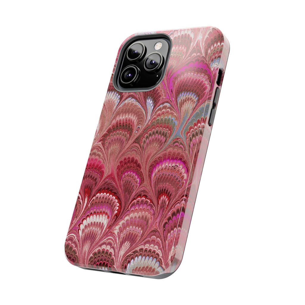 Pink Peacock Marble Italian Tough Phone Case — Durable Marbled Phone Case