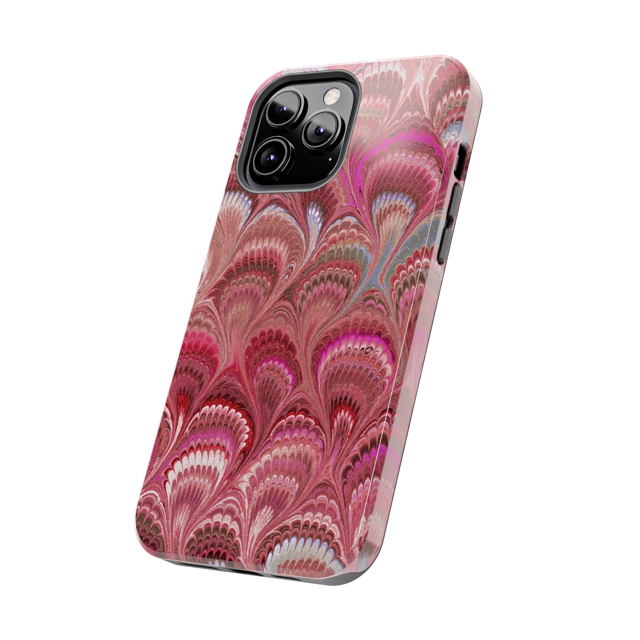 Pink Peacock Marble Italian Tough Phone Case — Durable Marbled Phone Case