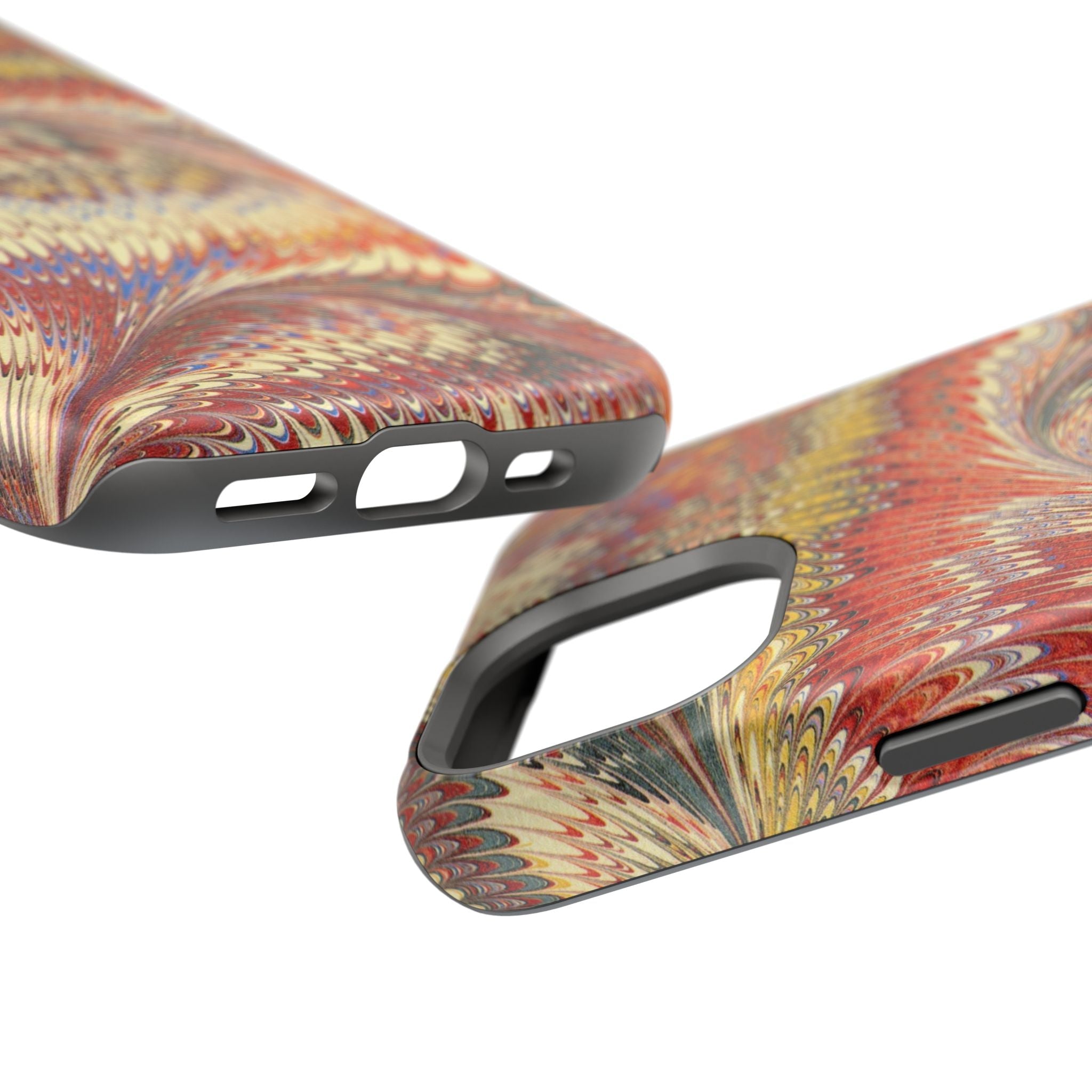 Rust + Gold Italian Marbled Design Magnetic MAG SAFE - Dual Layer Case - Glossy or Matte